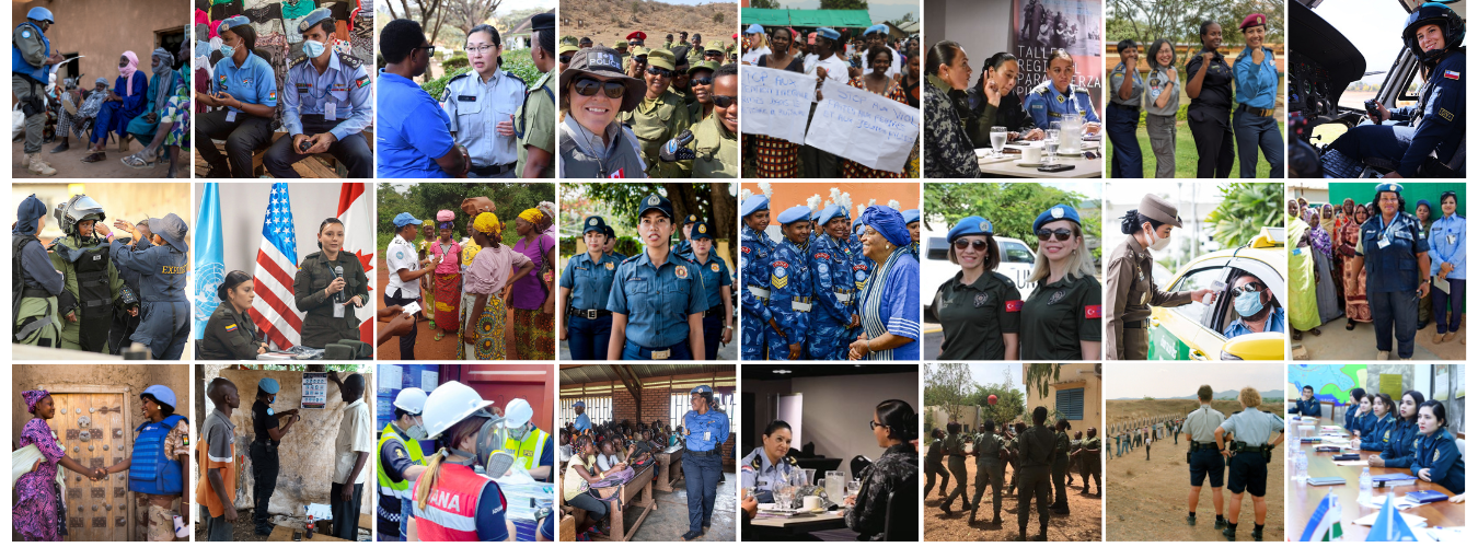 Collage featuring photographs of female police officers