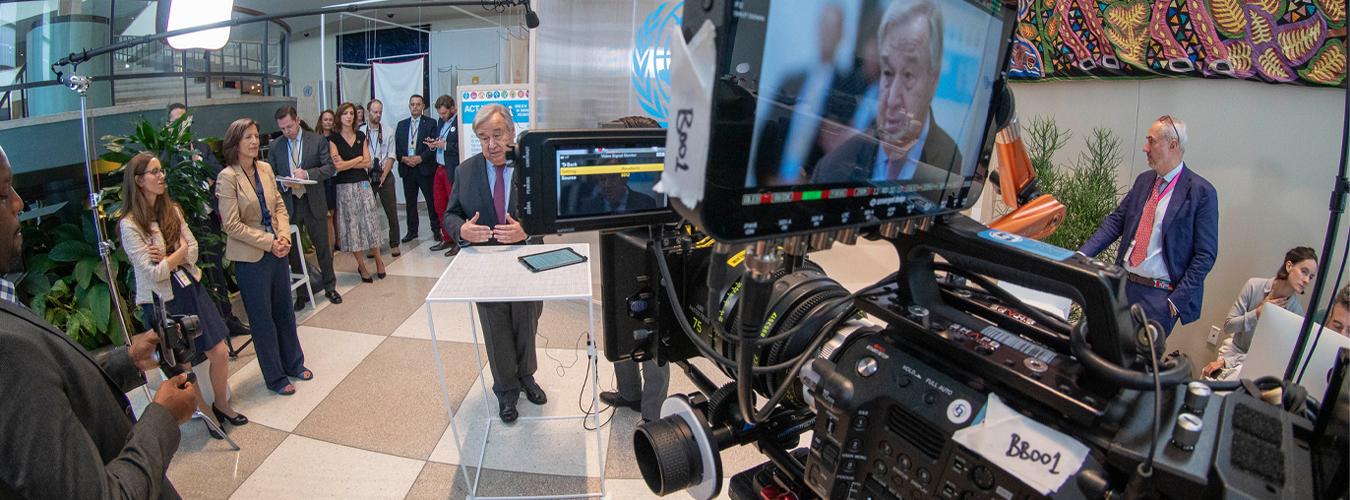 UN´s Secretary-General António Guterres during an Instagram Live conversation, a feature that lets you live stream, or broadcast video to your Instagram followers in real-time.