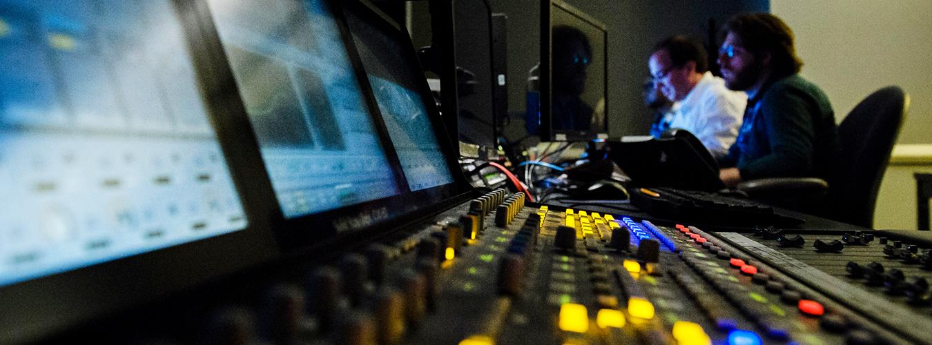 A view of a television control room.