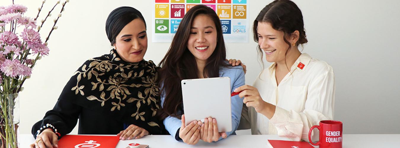 Interns at United Nations Headquarters in New York. 