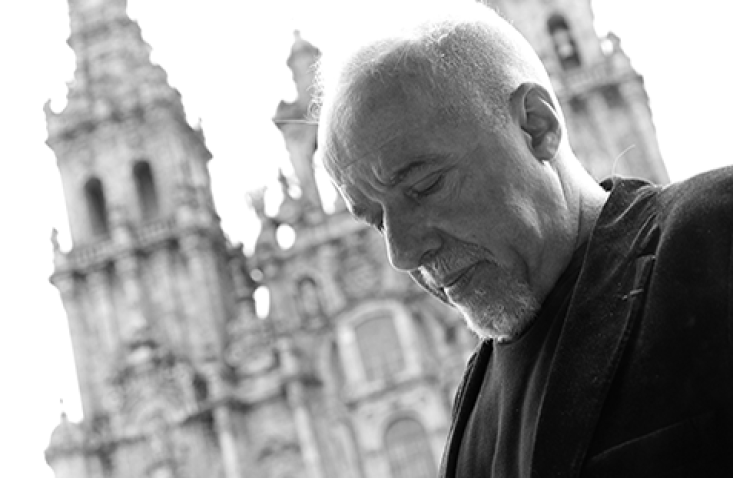 Paulo Coelho in front of the cathedral of Santiago de Compostela. His novel The Pilgrimage is about his experiences on the pilgrimage he made to the city in 1986.  Photo/Martin Rendo