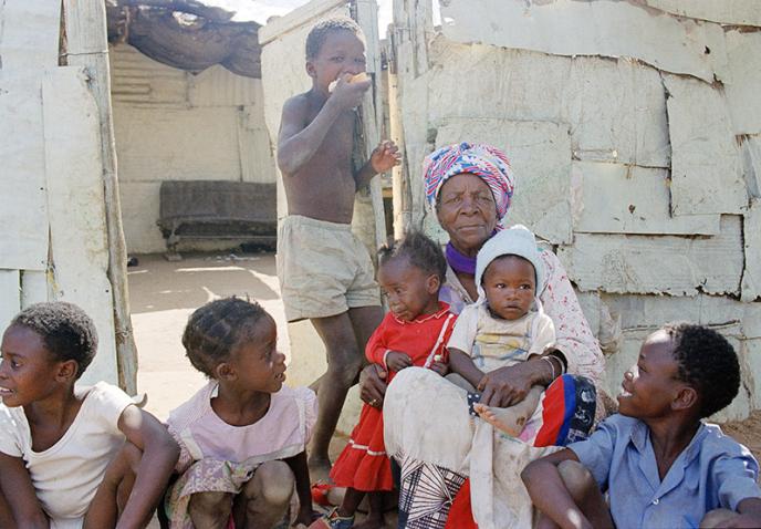 a woman with small children in Namibia (1992)