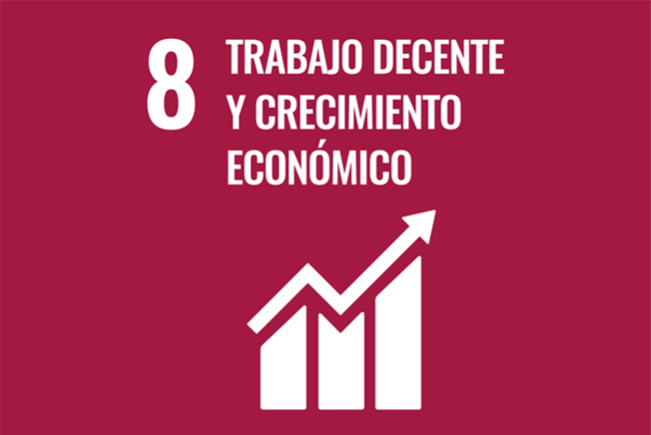 Logo del Objetivo 8 Trabajo decente y crecimiento económico