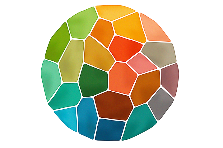 sphère composée de pièces de couleurs différentes