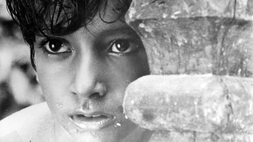 Still shot of actor Subir Banerjee from the film "Pather Panchali" (1955) by Satyajit Ray. Wikimedia Commons (CC BY 3.0)
