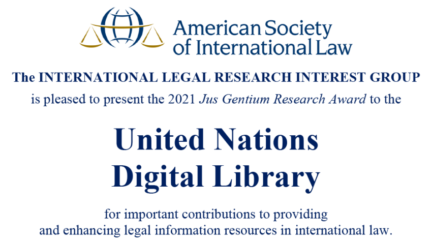 The American Society of International Law 2021 Jus Gentium Award