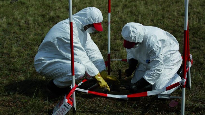 Specialists collect soil samples to determine if a nuclear explosion took place during the CTBTO On-Site Inspection Integrated Field Exercise 2008 in Kazakhstan. CTBTO Preparatory Commission