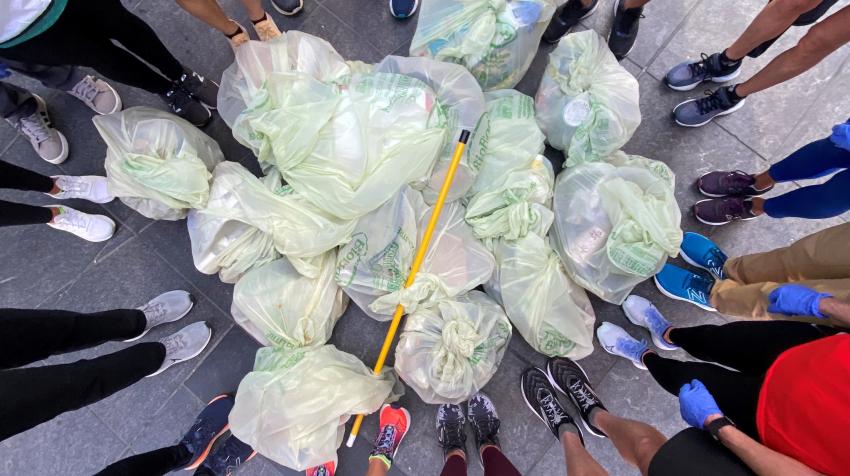 Bags of trash collected during a running event in New York City. Courtesy Tina Muir