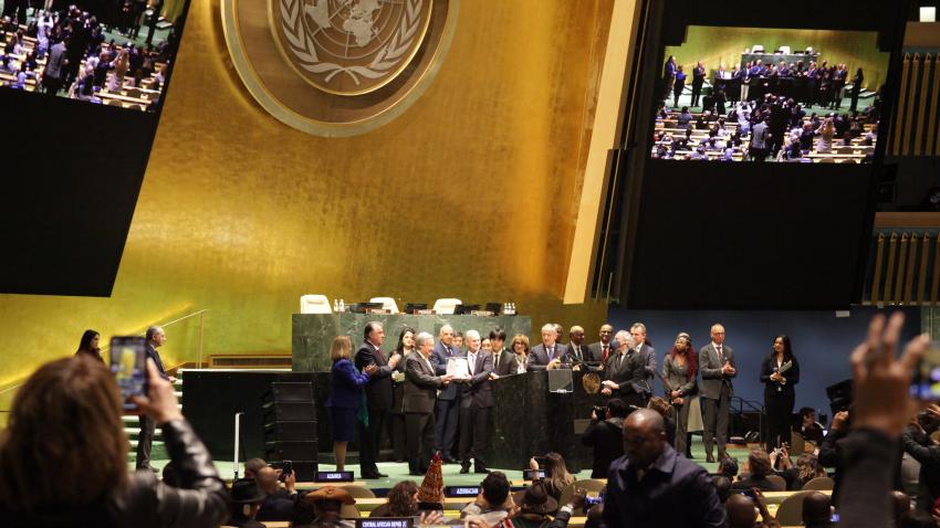 Photo: Predrag Vasic/ UN DESA. The UN 2023 Water Conference is closing at UN Headquarters in New York 