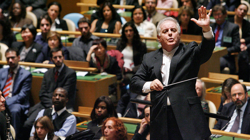 Renowned Maestro and UN Messenger of Peace, Daniel Barenboim conducts the West-Eastern Divan Orchestra