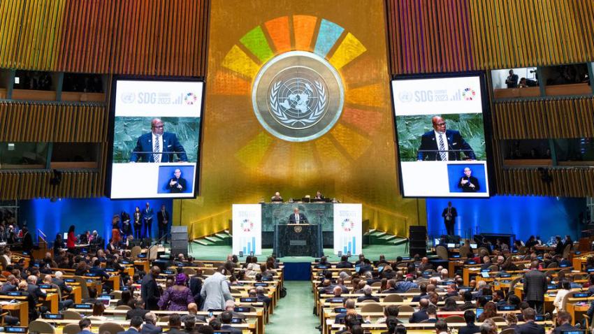 The SDG Summit gets underway in the General Assembly hall at UN Headquarters in New York.