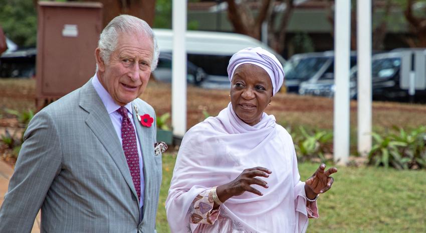 King Charles III received by UNON Director General Zainab Bangura in Nairobi. 