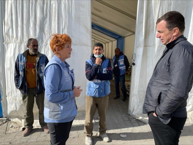 USG Michaud visiting the logistics base that receives humanitarian aid in Gaza. 