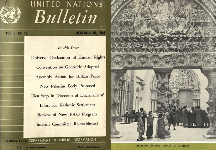 Preceding the UN Chronicle was the United Nations Bulletin. This edition covered the final stages of debate of the Universal Declaration of Human Rights