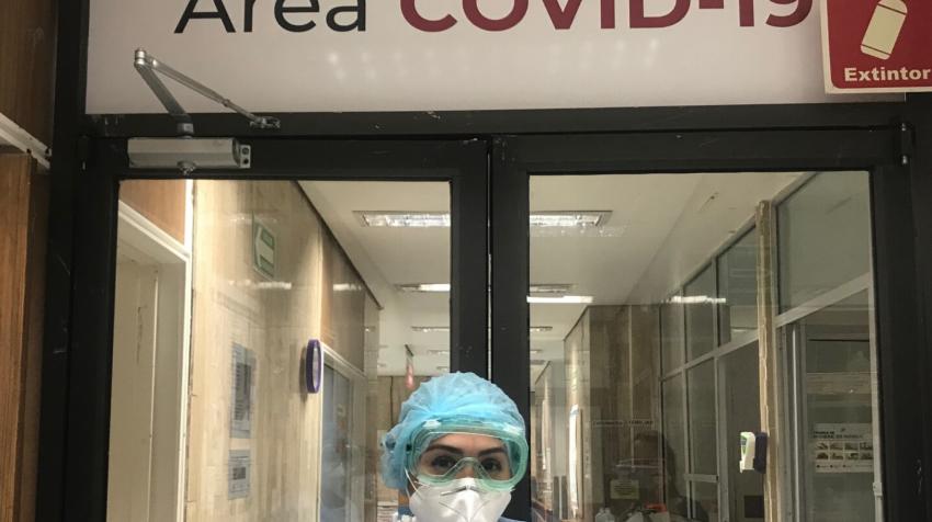 Doctor outside the COVID-19 area in the Hospital Juárez in Mexico City.