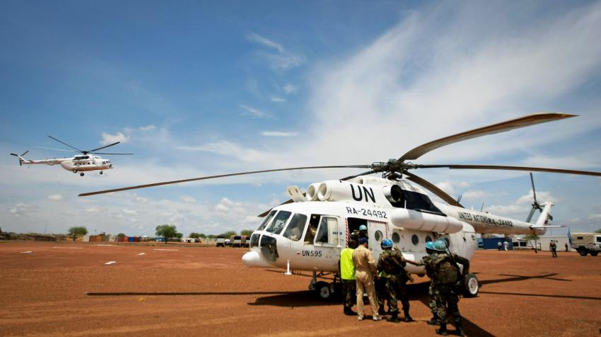 Helicopters carrying Indian Battalion troops are arriving in Abyei, the main town of the disputed Abyei area on the border of Sudan and newly independent South Sudan. 