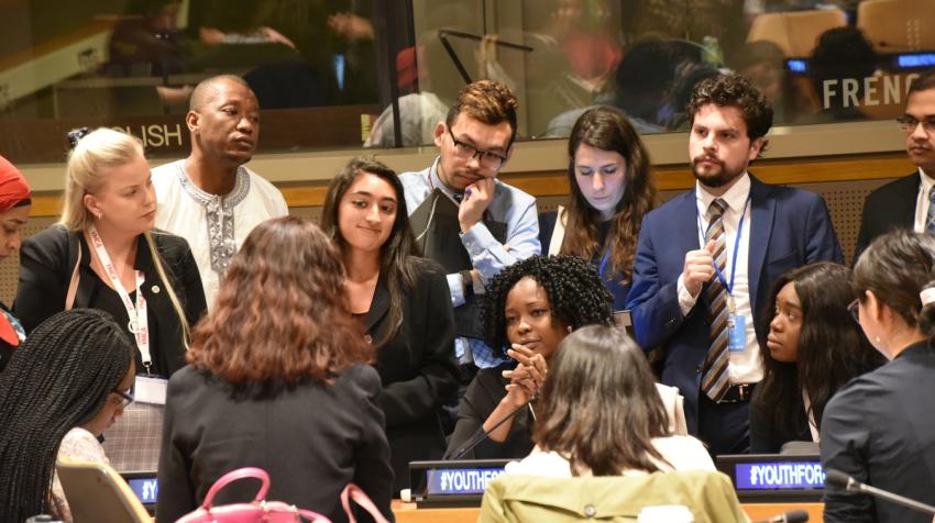 Un momento del Foro de la Juventud del Consejo Económico y Social del 2019. El tema del foro de este año es «Jóvenes empoderados, integrados e iguales». Abril de 2019, Nueva York. 