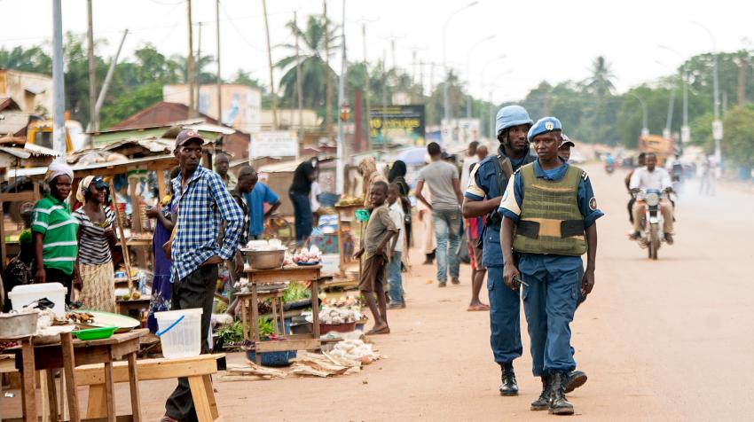 Peacekeeprs are patroling the a Muslim enclave in the capital city of Bangui in the Central African Republic. 