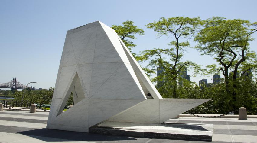 The "Ark of Return", the permanent memorial to honour the victims of slavery and the transatlantic slave trade, located at the Visitors' Plaza of United Nations Headquarters in New York. 22 May 2015. UN Photo/Rick Bajornas