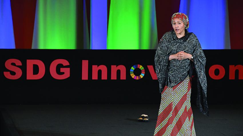 Deputy Secretary-General Amina J. Mohammed addresses the High-level SDG Action Event on Innovation, held by the General Assembly on 17 May 2017.  © UN Photo/Evan Schneider