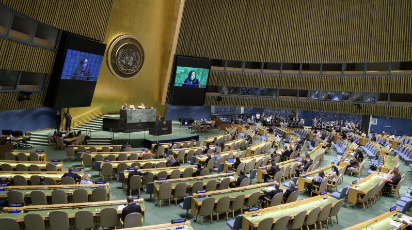 Overview of the General Assembly Hall from the left side of the chamber. 