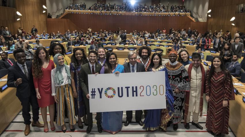 El Secretario General, António Guterres, lanzó Youth 2030, la Estrategia de las Naciones Unidas para la Juventud, en un evento de alto nivel celebrado en la sede de las Naciones Unidas en Nueva York, el 24 de septiembre de 2018. Foto: Mark Garten/UN Photo