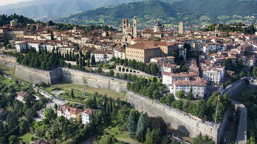 aerial view of Bergamo in Italy 