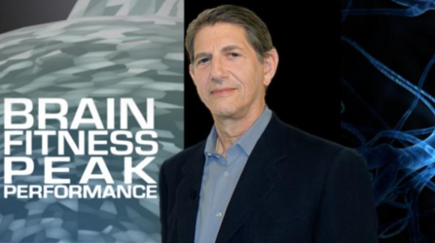 TV poster with the title, "Brain Fitness Peak Performance," on the left and the host of the show on the right.