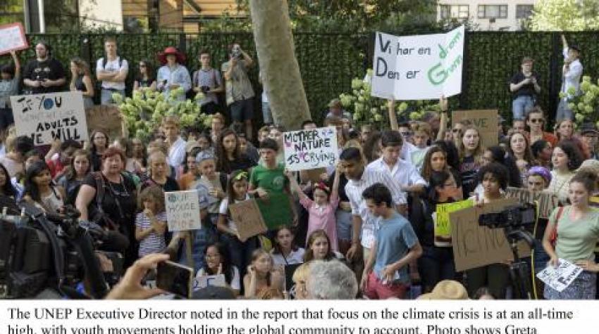 Climate action youth protest outside UNHQ