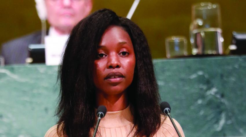 The author speaking on Sustainable Development Goal 13: “Take urgent action to combat climate change and its impacts”,  in the United Nations General Assembly during the Global Youth Forum on 21 July 2017.    ©Michael Paras photography llc