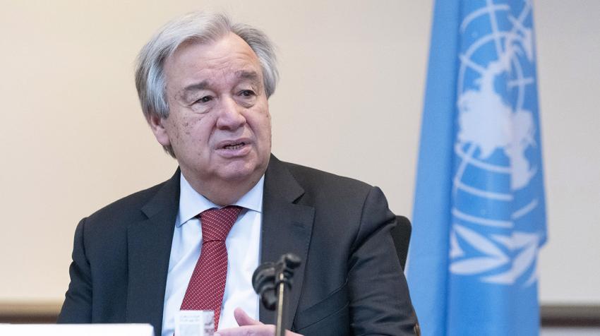 Secretary-General António Guterres speaking at a meeting.