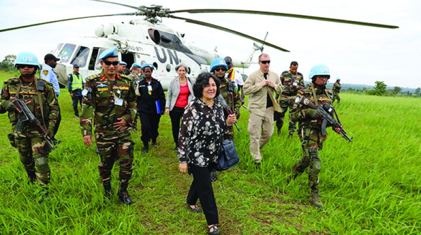 Leila Zerrougui, the Special Representative of the Secretary-General in the Democratic Republic of the Congo, arrives in Fataki, Ituri Province, following deadly attacks on the populace by armed elements. 1 April 2018. © MONUSCO/Michael Ali