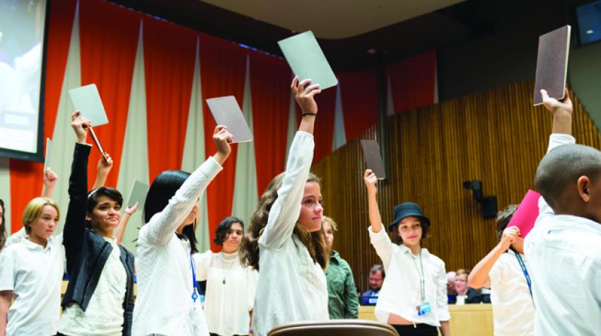 Youth attendees of a high-level event at United Nations Headquarters on “Financing the Future: Education 2030”.  20 September 2017. ©UN Photo/Rick Bajornas