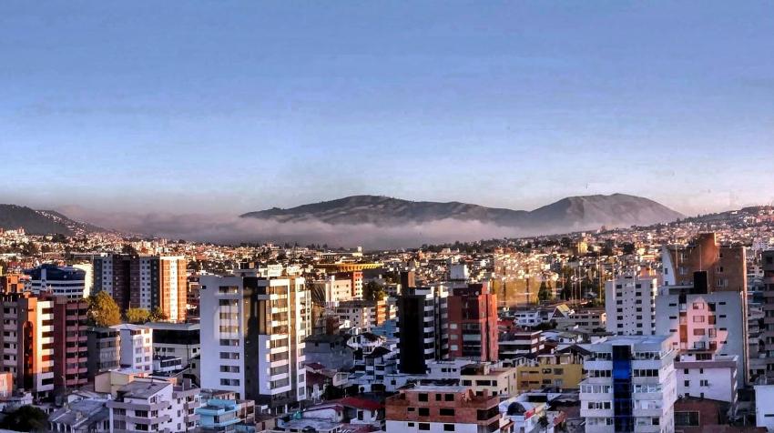 Panorama of Quito. Board Habitat III. 