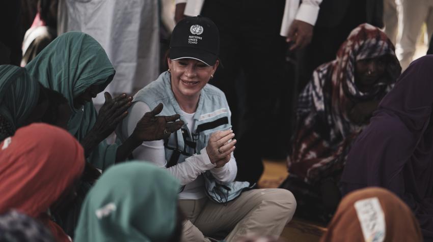 María Fernanda Espinosa, President of the 73rd session of the General Assembly, visits a humanitarian/development project on resilience and livelihoods in the IDP host village of Matafo, Bol, Lake Chad region, Chad, 5 May 2019. UN Photo 