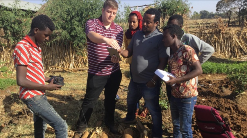 Training and testing an app in the field developed for data collection (Photo: University of Connecticut) Training and testing an app in the field developed for data collection (Photo: University of Connecticut)