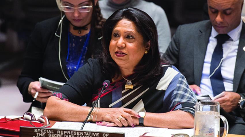 Pramila Patten, addresses the Security Council’s open debate on women, peace and security on the topic: “Preventing sexual violence in conflict through empowerment, gender equality and access to justice”. April 2018. © UN Photo/Eskinder Debebe