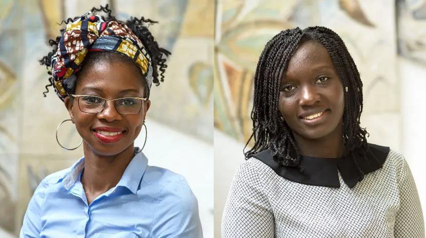 Left to right: United Nations University-MERIT PhD fellow Tatenda Zinyemba, United Nations University-MERIT PhD fellow Racky Balde. United Nations photos: H. Peijpers