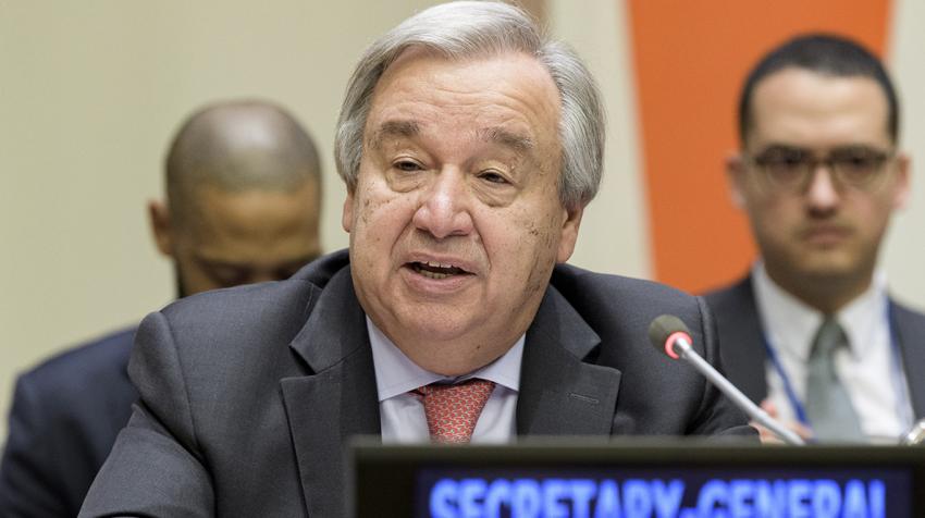 Secretary-General António Guterres speaks at a meeting