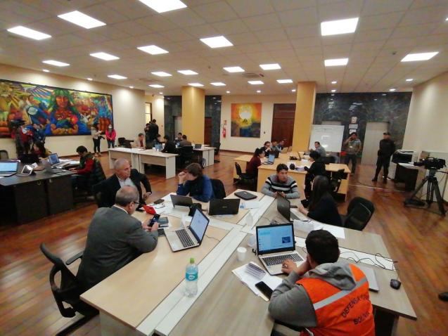 Una sala de reuniones en ONU Bolivia.
