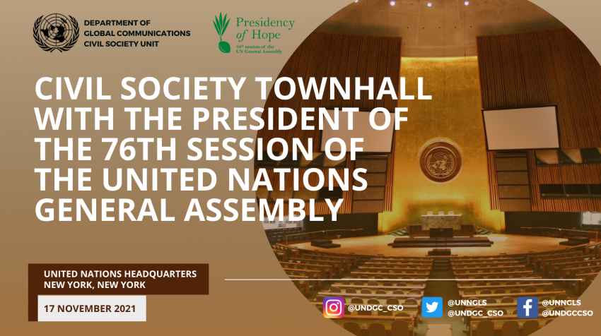 Civil Society Townhall with UN PGA 17 November 2021