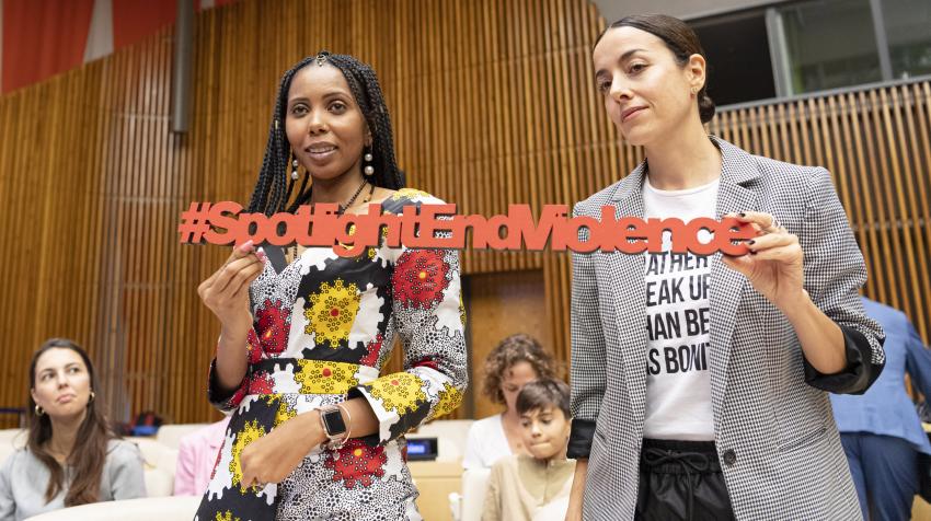 Participants at a European Union/United Nations Spotlight Initiative high-level event: Progress and perspectives on eliminating violence against women and girls. New York, 26 September 2019. UN Photo/Rick Bajornas