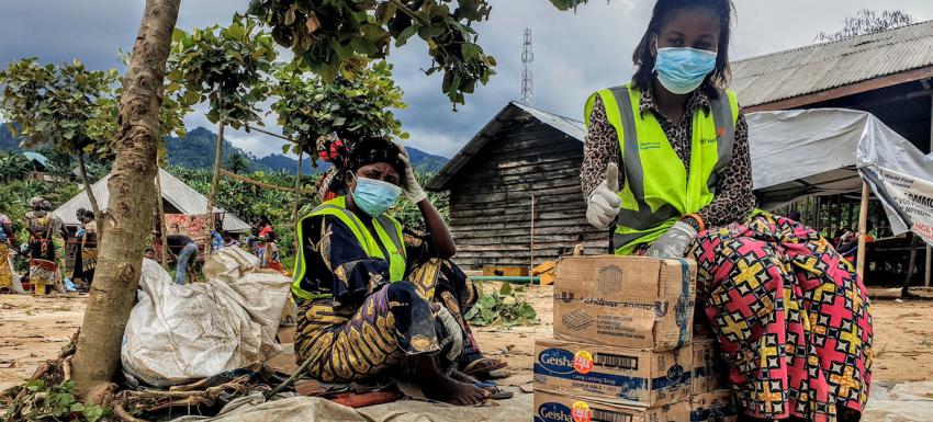 Families displaced by conflict and violence in the eastern Democratic Republic of the Congo receive humanitarian aid from the UN.