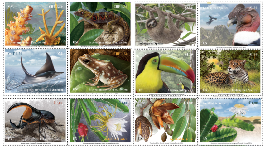 UN Stamps show endangered species of South America and Caribbean