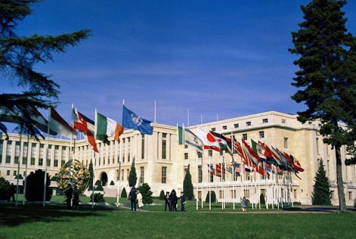 View of the Palais des Nations in Geneva.