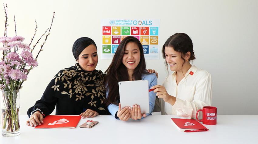 Interns at United Nations Headquarters in New York. 