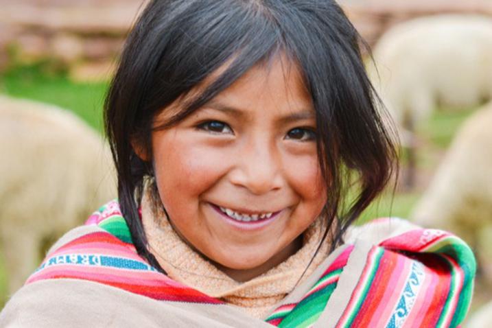 Portrait of an indigenous girl from the Andes.