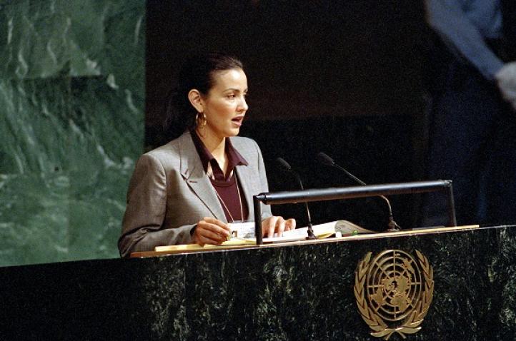 Princess Lalla Meryem of the delegation of the Kingdom of Morocco, speaks during the special General Assembly session on children in New York.