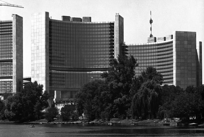 View of the Vienna International Center on 1 December 1976.