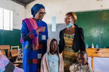 Winnie Byanyima (left), Executive Director of the Joint United Nations Programme on HIV/AIDS, visits the Lusapila Women's Support Group at Lusaka City Council Community Development Centre in Mandevu, Lusaka, Zambia. 8 June 2022. UNAIDS/J.Mulikita